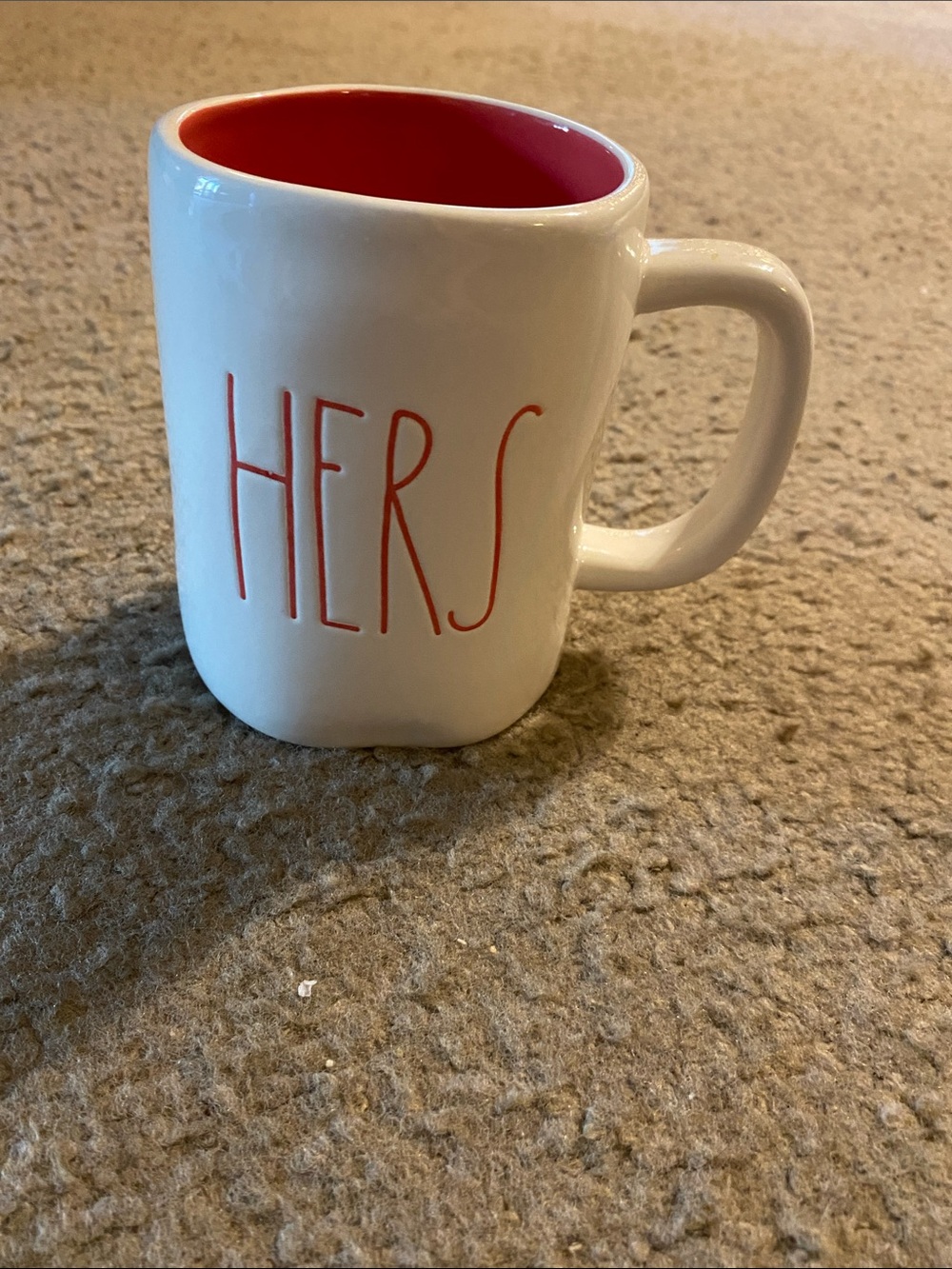Rae Dunn White Ceramic Mug with Red Interior - HERS